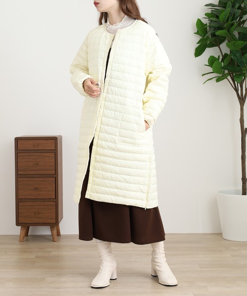 OMNES(オムネス)の「インナーダウン サイドジップロングジャケット(その他アウター・レディース・アイボリー/キャメル・L/M)」の3枚目の写真