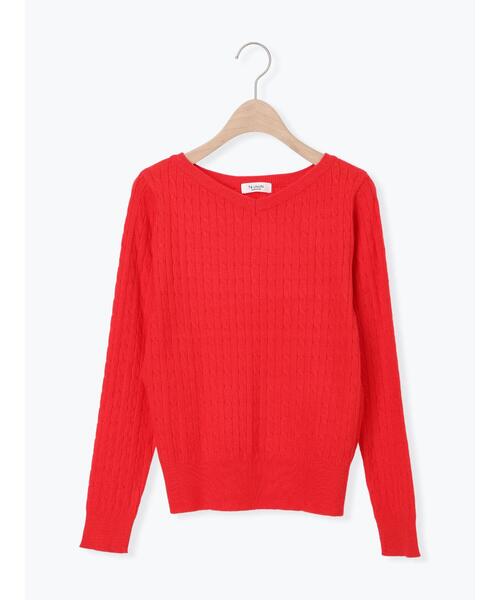 Te chichi TERRASSE（テチチテラス）の「もちもちケーブルVネックニット（ニット/セーター・レディース・オフホワイト/グレー/ブラック/レッド・F）」の12枚目の写真