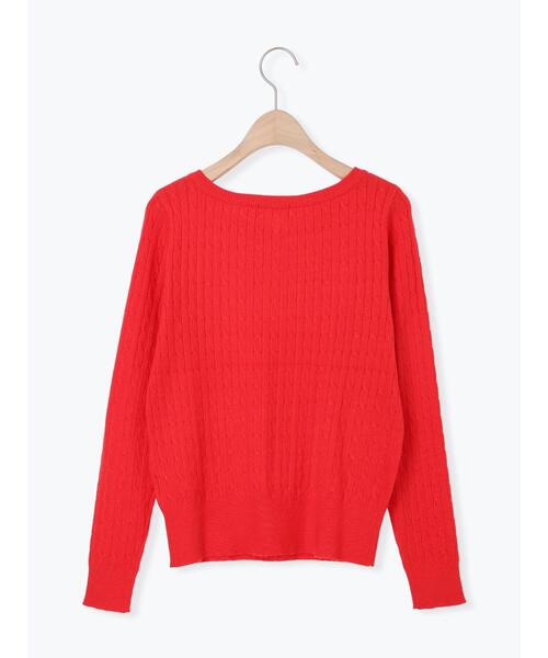 Te chichi TERRASSE（テチチテラス）の「もちもちケーブルVネックニット（ニット/セーター・レディース・オフホワイト/グレー/ブラック/レッド・F）」の13枚目の写真