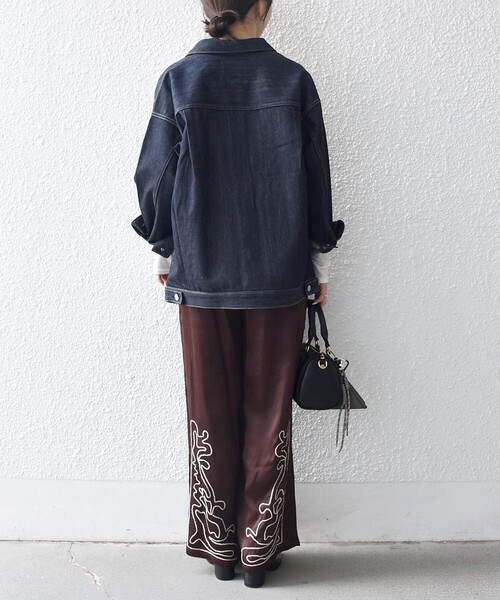 セール】SHIPS any:〈洗濯機可能〉サテン 刺繍 ストレート イージー