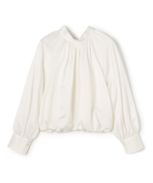 コットンシルクサテン 2-wayボウタイブラウス（シャツ/ブラウス