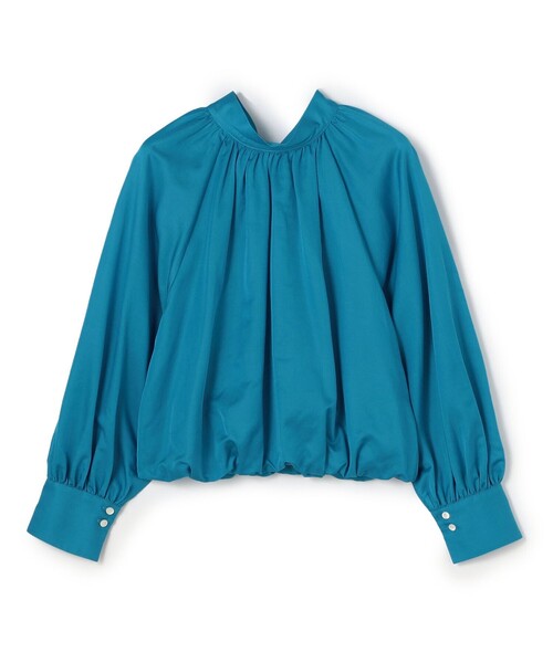 エリミオプッチ　コットンシルクブラウス　ブルー コットンシルクサテン 2-wayボウタイブラウス（シャツ/ブラウス
