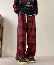 SBG タータンチェック ワイドシルエットパンツ