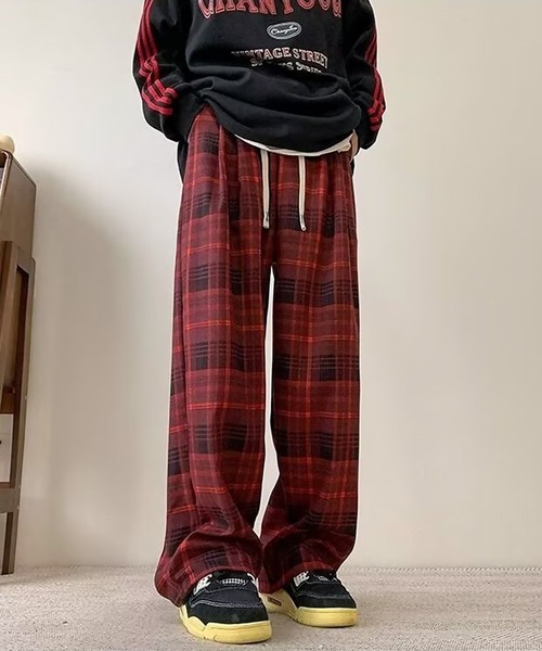 SBG(エスビー)の「SBG タータンチェック ワイドシルエットパンツ(その他パンツ・メンズ・イエロー/レッド/グレー・X-LARGE/LARGE/MEDIUM)」の3枚目の写真