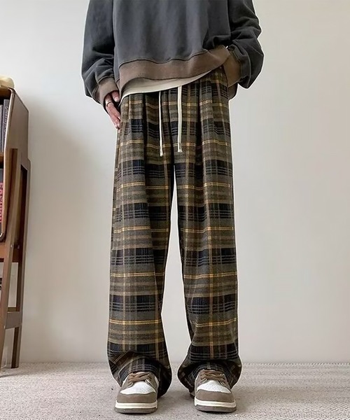 SBG(エスビー)の「SBG タータンチェック ワイドシルエットパンツ(その他パンツ・メンズ・イエロー/レッド/グレー・X-LARGE/LARGE/MEDIUM)」の1枚目の写真