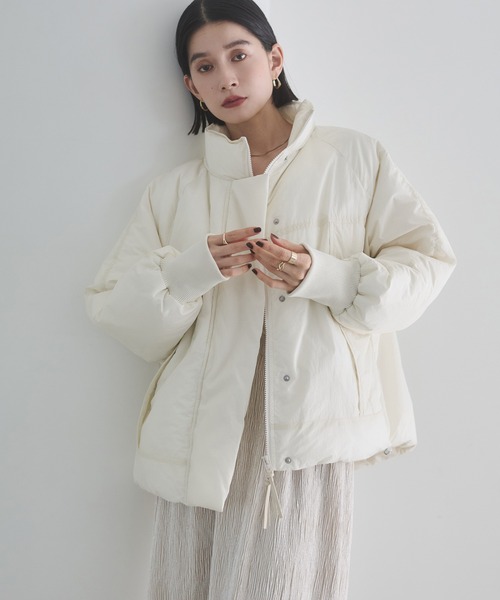 hunch（ハンチ）の「中綿 ワッシャーナイロン(撥水)ショートブルゾン（ブルゾン・レディース・オフホワイト/ブラウン/ブラック・FREE）」の4枚目の写真