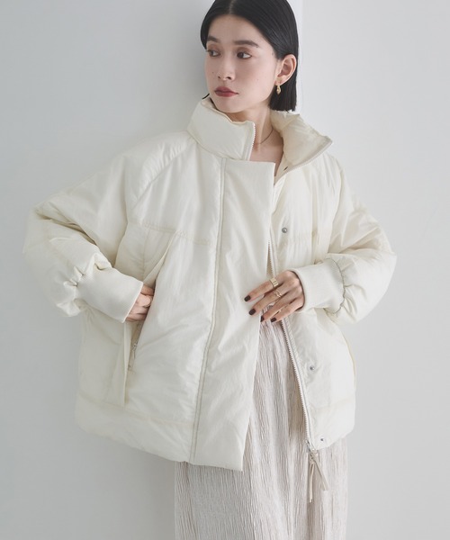 hunch（ハンチ）の「中綿 ワッシャーナイロン(撥水)ショートブルゾン（ブルゾン・レディース・オフホワイト/ブラウン/ブラック・FREE）」の5枚目の写真