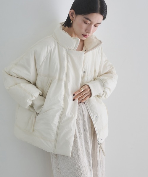 hunch（ハンチ）の「中綿 ワッシャーナイロン(撥水)ショートブルゾン（ブルゾン・レディース・オフホワイト/ブラウン/ブラック・FREE）」の6枚目の写真