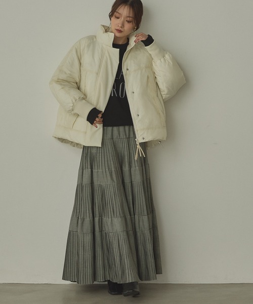 hunch（ハンチ）の「中綿 ワッシャーナイロン(撥水)ショートブルゾン（ブルゾン・レディース・オフホワイト/ブラウン/ブラック・FREE）」の12枚目の写真