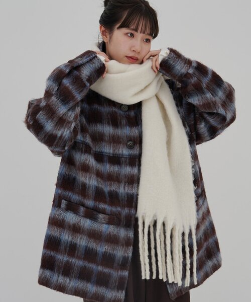 iNtimite アンティミテ　チェックシャギーコート 完売商品　美品 iNtimite アンティミテ チェックシャギーコート 完売商品 美品 - メルカリ