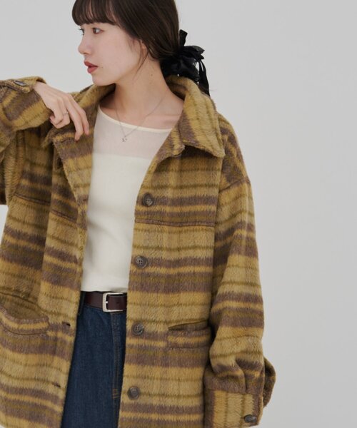 umm./特別感ある一着】チェックシャギーコート（その他アウター