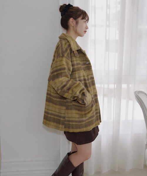 umm./特別感ある一着】チェックシャギーコート（その他アウター