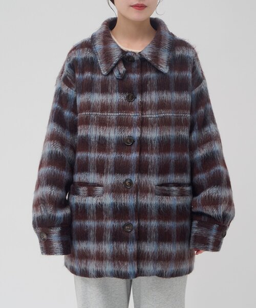 umm./特別感ある一着】チェックシャギーコート（その他アウター