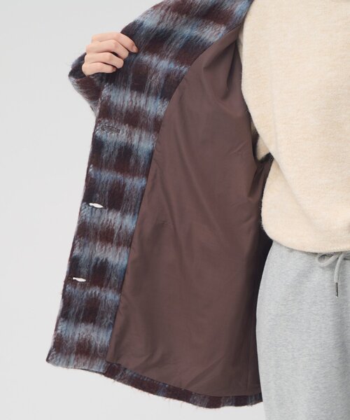 umm./特別感ある一着】チェックシャギーコート（その他アウター