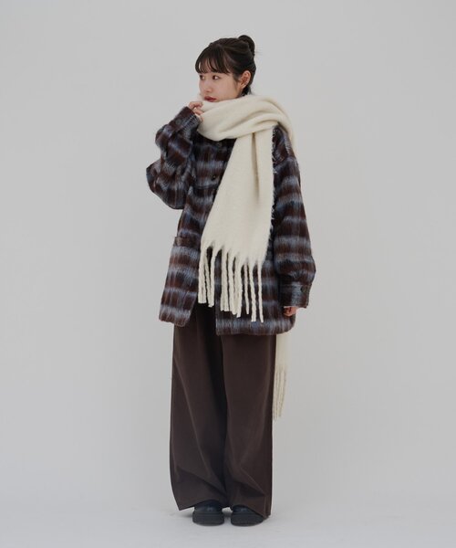 umm./特別感ある一着】チェックシャギーコート（その他アウター