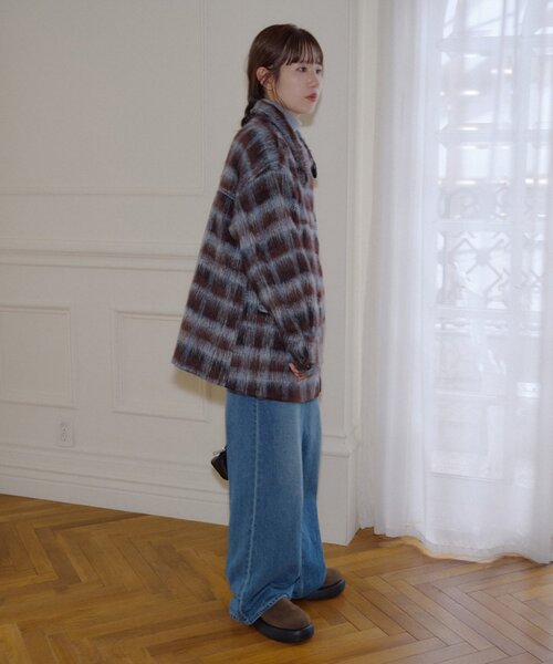 umm./特別感ある一着】チェックシャギーコート（その他アウター