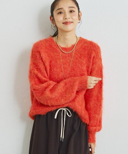 un dix cors（アンディコール）の「《上品なムードに◎》ソフトシャギーW起毛プルオーバー（ニット/セーター・レディース・オレンジ/ブラウン/ブルー・FREE）」の3枚目の写真
