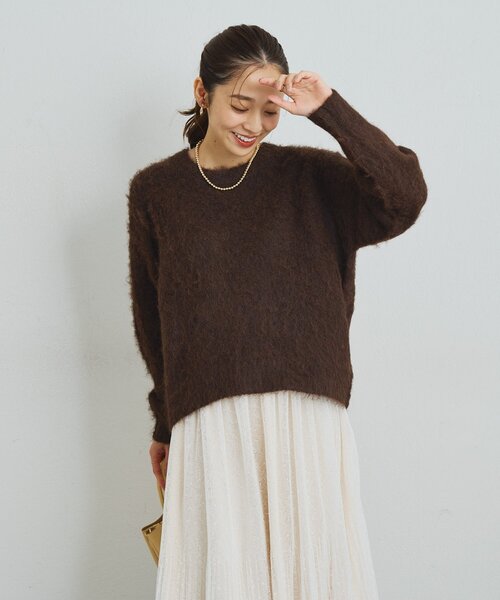 un dix cors（アンディコール）の「《上品なムードに◎》ソフトシャギーW起毛プルオーバー（ニット/セーター・レディース・オレンジ/ブラウン/ブルー・FREE）」の5枚目の写真