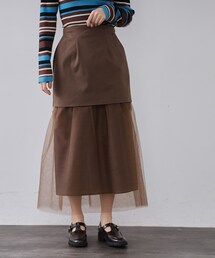 OPAQUE.CLIP | チュールドッキングデザインスカート【洗濯機OK】(スカート)