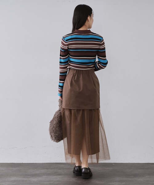 OPAQUE.CLIP(オペークドットクリップ)の「チュールドッキングデザインスカート【洗濯機OK】(スカート・レディース・ブラック/ブラウン系その他・36/38)」の8枚目の写真