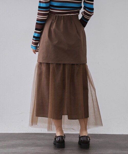 OPAQUE.CLIP(オペークドットクリップ)の「チュールドッキングデザインスカート【洗濯機OK】(スカート・レディース・ブラック/ブラウン系その他・36/38)」の13枚目の写真