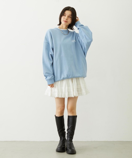 MILKFED.(ミルクフェド)の「STARS AND LOGO WIDE CREW SWEAT(スウェット・レディース・ライトブルー/チャコール/オートミール・L/M)」の12枚目の写真