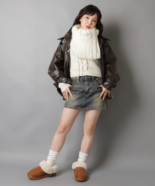 SPINNS（スピンズ）の「とろける触り心地☆冬のガーリーシャギーマフラー/ストール/レース（マフラー・レディース・ブルー/アイボリー/ピンク・ONESIZE）」の21枚目の写真