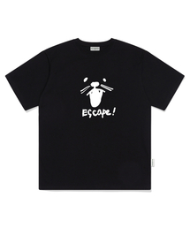 シャウティングキャットプリントオーバーサイズ半袖Tシャツブラック
