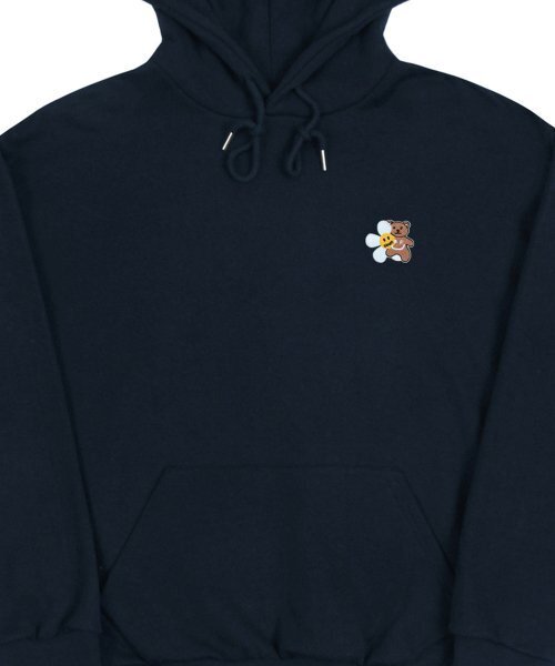 GRAVER（グレーバー）の「[UNISEX]フラワーベア刺繍スマイルフードティー_ネイビー（パーカー・レディース・ネイビー・SMALL/MEDIUM/LARGE/X-LARGE）」の4枚目の写真
