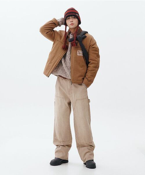 MUSINSA STANDARD（ムシンサスタンダード）の「ピグメントデニムワイドダブルニーカーペンターパンツ[ベージュ]（デニムパンツ・メンズ・その他・40/31/33/26/27/28/29/38/42/36/34/32/30）」の16枚目の写真