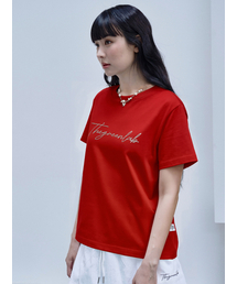 ザ・グリーンラボ ホイルレタリング 半袖Tシャツ [レッド]