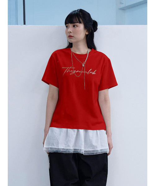 THE GREEN LAB（ザグリーンラボ）の「ザ・グリーンラボ ホイルレタリング 半袖Tシャツ [レッド]（Tシャツ/カットソー・レディース・その他・FREE）」の3枚目の写真