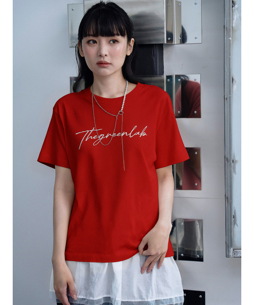 THE GREEN LAB（ザグリーンラボ）の「ザ・グリーンラボ ホイルレタリング 半袖Tシャツ [レッド]（Tシャツ/カットソー・レディース・その他・FREE）」の4枚目の写真