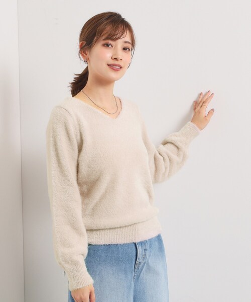 セール】【手洗い可】フェザーヤーンVネックニット（ニット/セーター