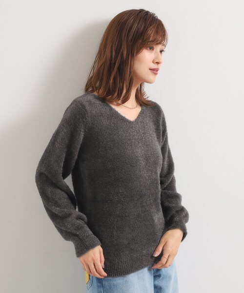 セール】【手洗い可】フェザーヤーンVネックニット（ニット/セーター