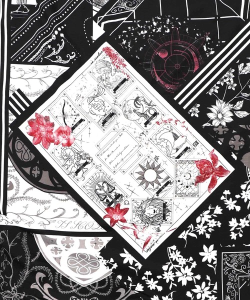 ScoLar(スカラー)の「553242:パッチワーク風柄 異素材切替ワンピース(ワンピース・レディース・杢グレー/ブラック/ベージュ・M)」の13枚目の写真