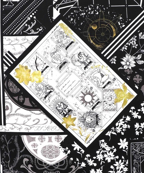 ScoLar(スカラー)の「553242:パッチワーク風柄 異素材切替ワンピース(ワンピース・レディース・杢グレー/ブラック/ベージュ・M)」の16枚目の写真