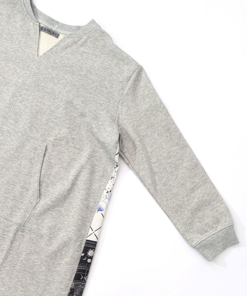 ScoLar(スカラー)の「553242:パッチワーク風柄 異素材切替ワンピース(ワンピース・レディース・杢グレー/ブラック/ベージュ・M)」の18枚目の写真