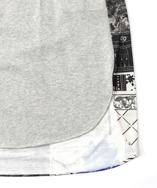 ScoLar(スカラー)の「553242:パッチワーク風柄 異素材切替ワンピース(ワンピース・レディース・杢グレー/ブラック/ベージュ・M)」の19枚目の写真