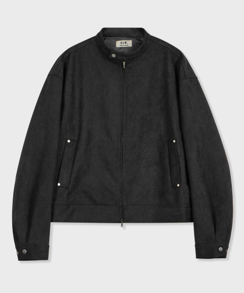 ビーカンレザー スエード バイカージャケット ブラック