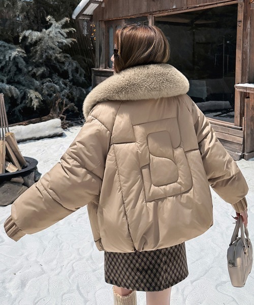 セール】エコダウンジャケットファー襟中綿アウター（ダウンジャケット