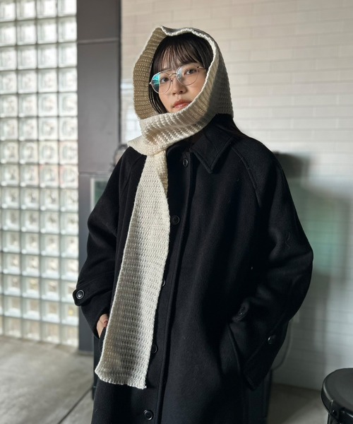 Kotoe(コトエ)の「【UNISEX】ワッフルニット フードマフラー(マフラー・レディース・ベージュ/レッド/オフホワイト/ブラウン/ブラック・FREE)」の19枚目の写真