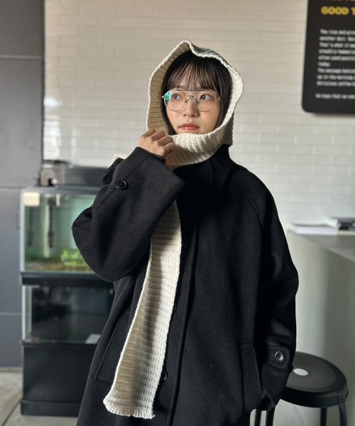 Kotoe(コトエ)の「【UNISEX】ワッフルニット フードマフラー(マフラー・レディース・ベージュ/レッド/オフホワイト/ブラウン/ブラック・FREE)」の21枚目の写真
