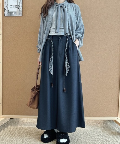 cammie（キャミー）の「スカーフｓｅｔフレアスカート（スカート・レディース・ブラック/ネイビー・M/L）」の17枚目の写真