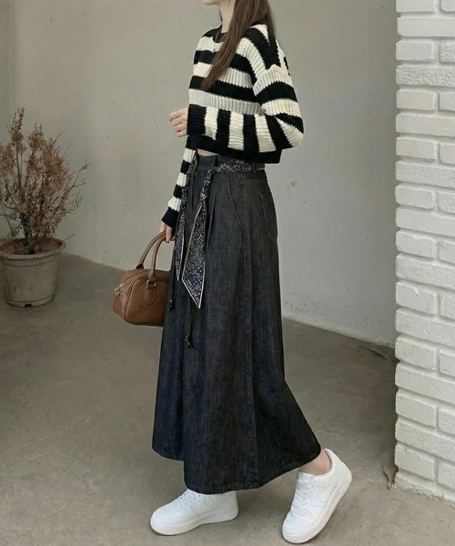 cammie（キャミー）の「スカーフｓｅｔフレアスカート（スカート・レディース・ブラック/ネイビー・M/L）」の10枚目の写真