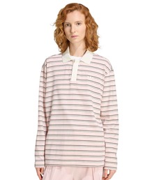 adidas（アディダス）の「adidas STRIPED OVZD LS POLO SHIRT / アディダス レディース ストライプ OVZD 長袖 ポロ シャツ（ポロシャツ）」