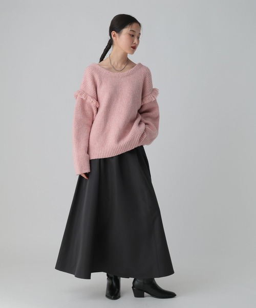 LEPSIM（レプシィム）の「フリンジニット＊フレアスカート《2点セット》　617618（ニット/セーター・レディース・チャコールグレー/ライトピンク・FREE）」の10枚目の写真