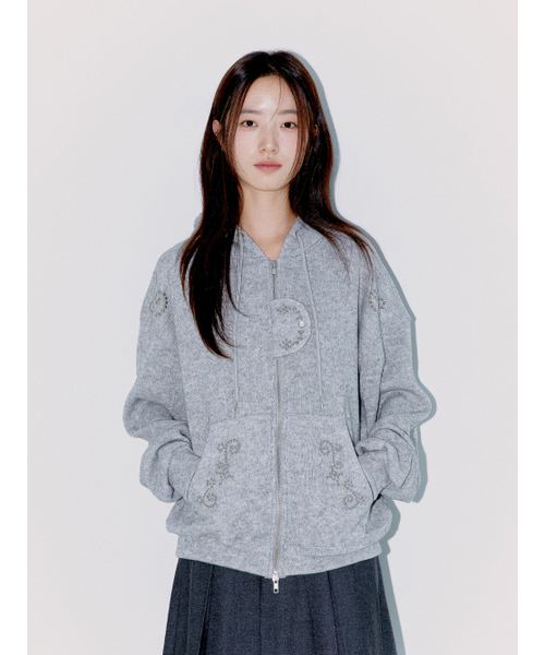 OAFISH(オアフィッシュ)の「STUDDED TWO-WAY HOODIE ZIP UP, MELANGE(パーカー・レディース・その他・FREE)」の1枚目の写真