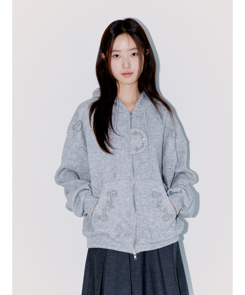 OAFISH(オアフィッシュ)の「STUDDED TWO-WAY HOODIE ZIP UP, MELANGE(パーカー・レディース・その他・FREE)」の3枚目の写真