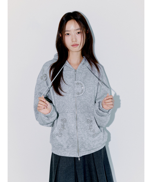 OAFISH(オアフィッシュ)の「STUDDED TWO-WAY HOODIE ZIP UP, MELANGE(パーカー・レディース・その他・FREE)」の4枚目の写真